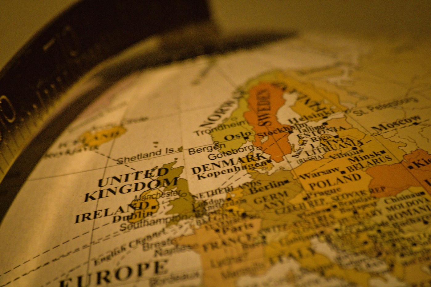 Globe centré sur l'Europe